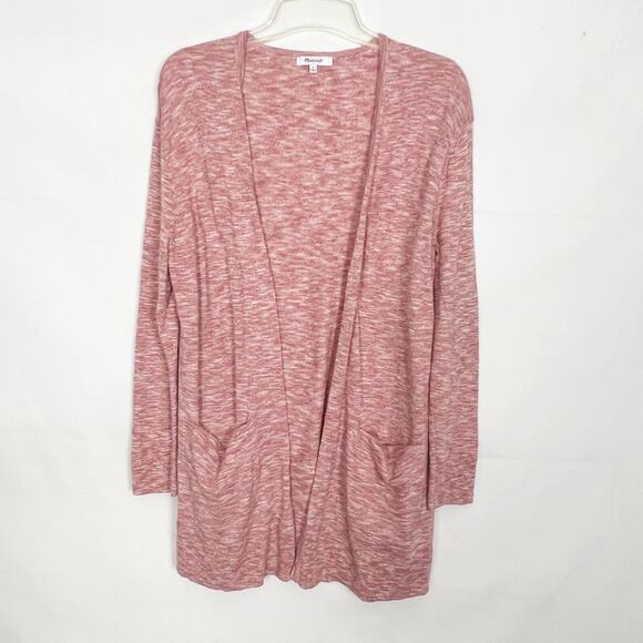 Madewell Space-Dye Blush Pink Open Front Long Cardigan Size Medium - Picture 9 of 12